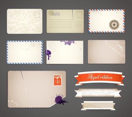 Vintage postcard and ribbons templates collectionのイラスト素材