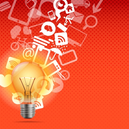 Bright lamp with media iconsのイラスト素材