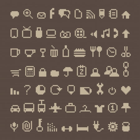 Pixel icons on brownのイラスト素材