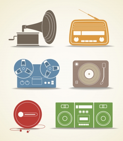 Digital and analogue music players iconsのイラスト素材