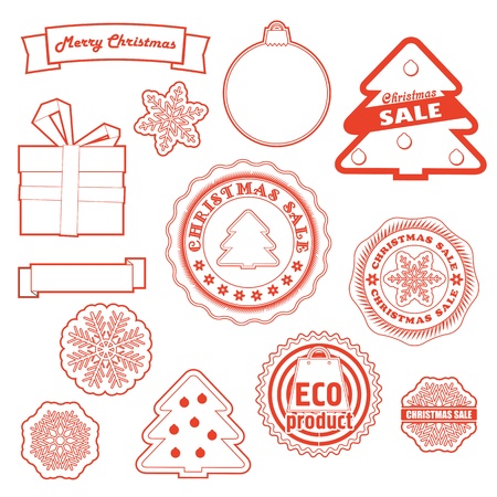 Winter labels vector set  Christmas and eco collectionのイラスト素材