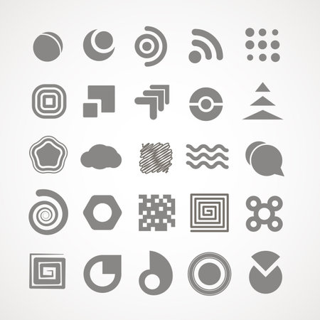 Collection of abstract grey silhouettesのイラスト素材