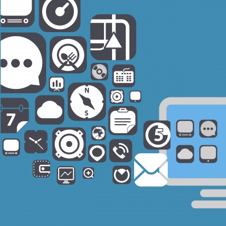 Flying web graphic interface icons のイラスト素材