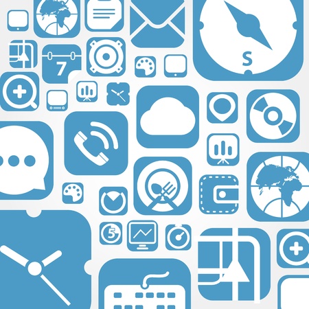 Flying web graphic interface icons backgroundのイラスト素材