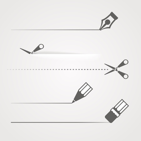 Dividers of scissors pen and crayonのイラスト素材