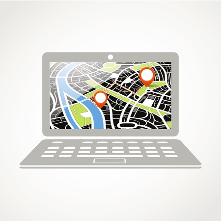 Modern laptop with abstract city map illustrationのイラスト素材