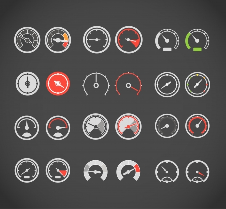 Different slyles of speedometers color vector collectionのイラスト素材