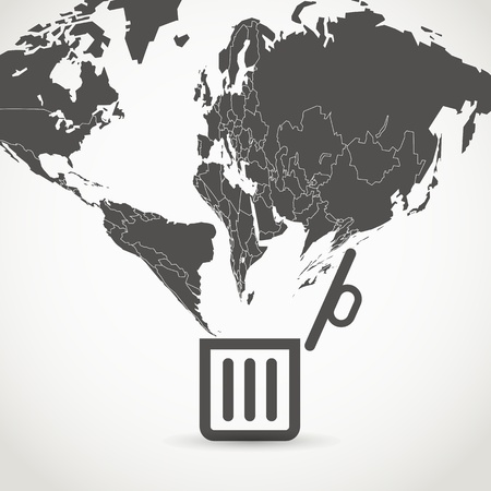 Globe flowing into a garbage basketのイラスト素材