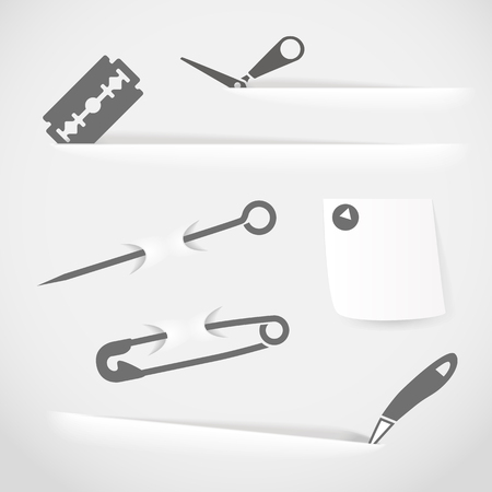 Different office cutting and clipping instruments のイラスト素材