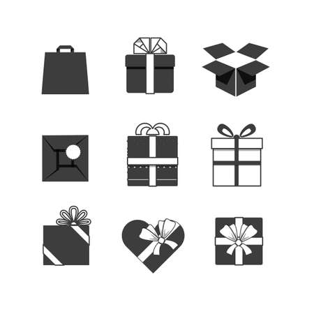 Gift boxes icons collection isolated on whiteのイラスト素材