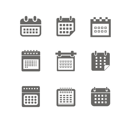 Different styles of calendar web icons collection isolated on whiteのイラスト素材