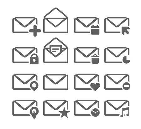 Collection of different mailing web icons isolated on whiteのイラスト素材