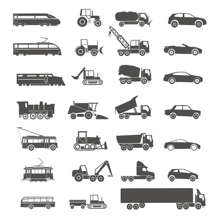 Modern and retro transport silhouettes collection isolated on whiteのイラスト素材