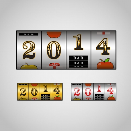 Slot maching with 2014 digits setのイラスト素材