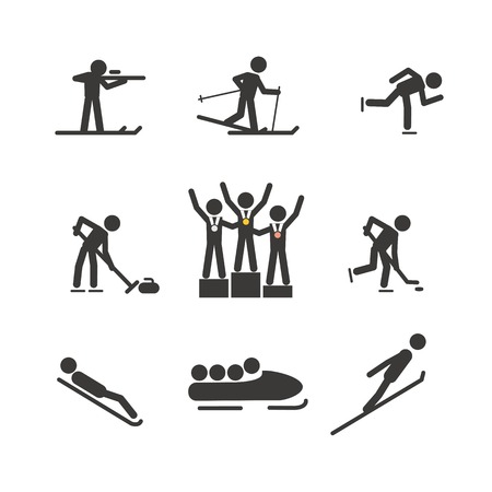 Winter sport silhouettes collectionのイラスト素材