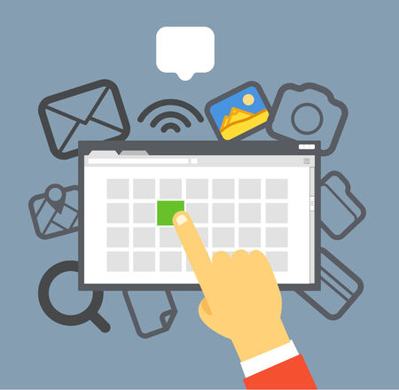 Select the oicture in internet photo gallery  Flat design conceptのイラスト素材