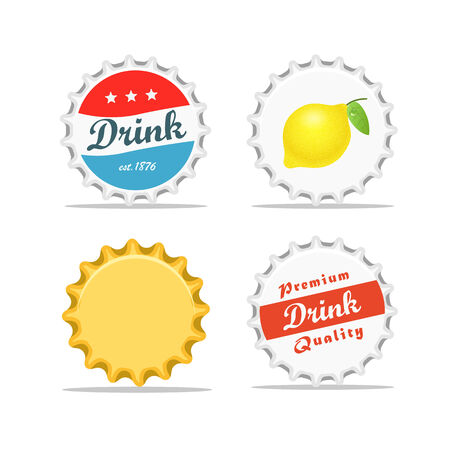 Different bottle caps set  flat designのイラスト素材