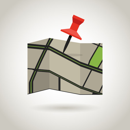 Map and a red pin in Guidance conceptのイラスト素材