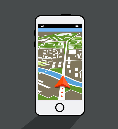 Modern smartphone with navigation applicationのイラスト素材