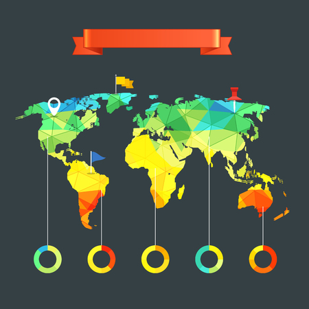 World map infographic template. Design elementsのイラスト素材