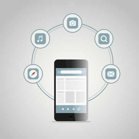 Modern smartphone with different application iconsのイラスト素材