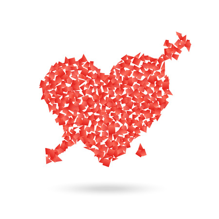 Abstract red heart with the arrow. Valentines illustrationのイラスト素材