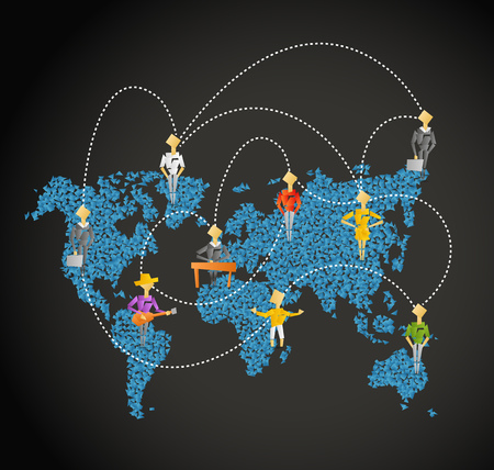 Illustration with abstract gradient polygonal pieces. のイラスト素材