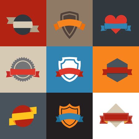 Collection of color flat labels. Template for a textのイラスト素材