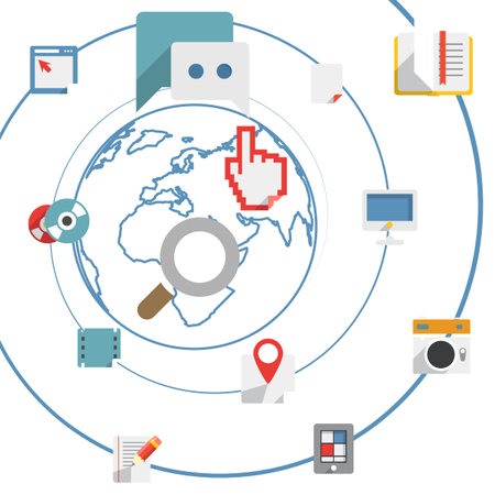 Flat design modern web media network conceptのイラスト素材