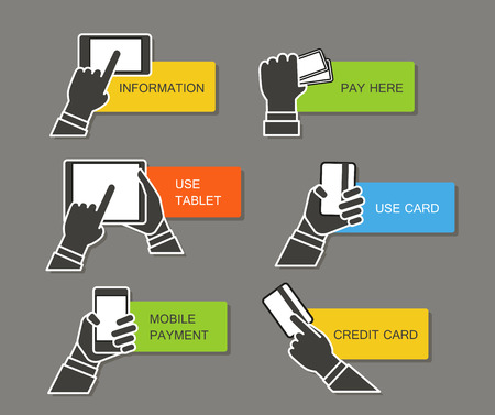Information banners clip-art. Payment and get information. Simple line designのイラスト素材