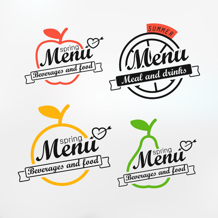 Different menu labels design set. Vector lineart conceptのイラスト素材
