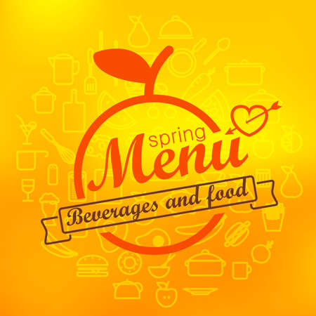 Spring menu label design. Vector lineart conceptのイラスト素材