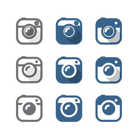 Vintage photo camera icons clipart. Minimalism illustration conceptのイラスト素材