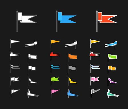 Different medieval color flag collection. Flat design elemets collectionのイラスト素材