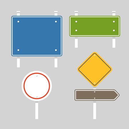 Blank metal information boards set. Flat designのイラスト素材
