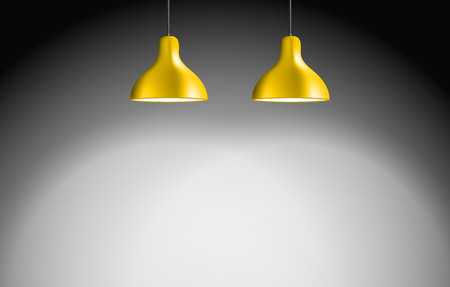 Photorealistic bright wall with projectors. Presentation vector templateのイラスト素材