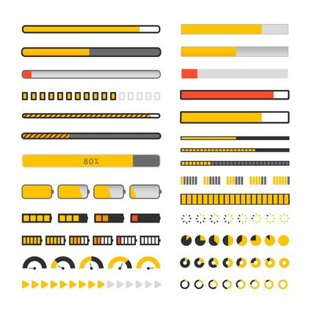 Different style trendy interface vector progress bars collectionのイラスト素材
