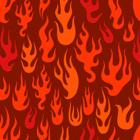 Different abstract flame silhouettes seamless patternのイラスト素材