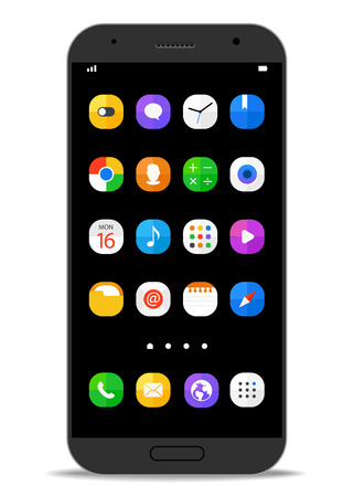 Modern smartphone template with different color icons. Vector flat design elements