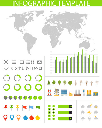Infographics. Earth map and different charts and iconsのイラスト素材