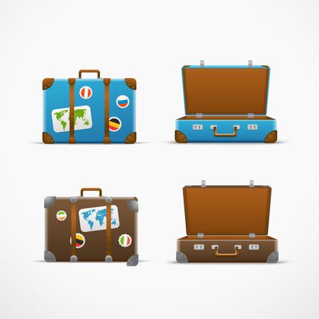 Travel bag vector set. Vacation design templateのイラスト素材