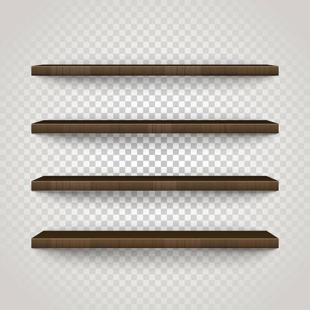 Empty shelves on trabsparent background vector illustration. Template for a contentのイラスト素材