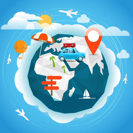 Summer season vacation concept. Travel illustrationのイラスト素材