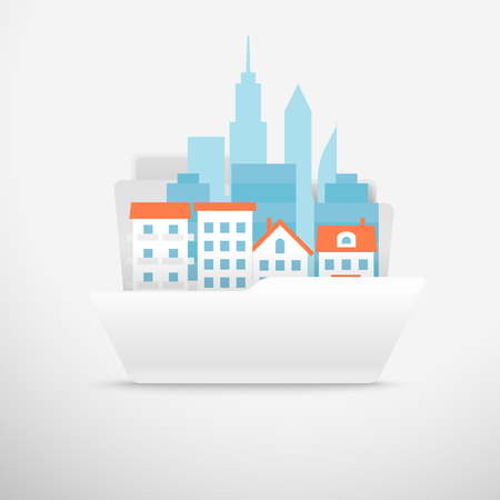 Computer interface folder vector illustration. Open folder illustrationのイラスト素材