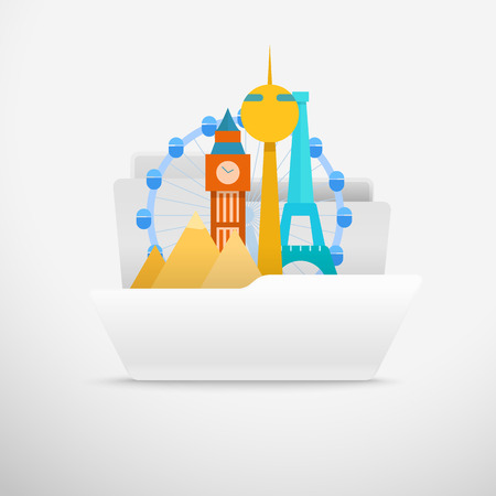 Computer interface folder vector illustration. Open folder illustrationのイラスト素材