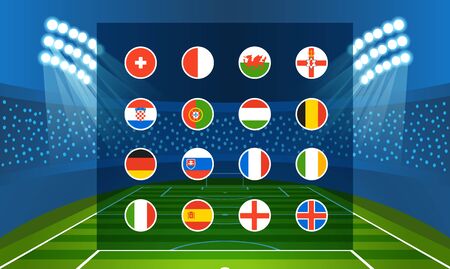 Different country flags collection. Football infographic templateのイラスト素材