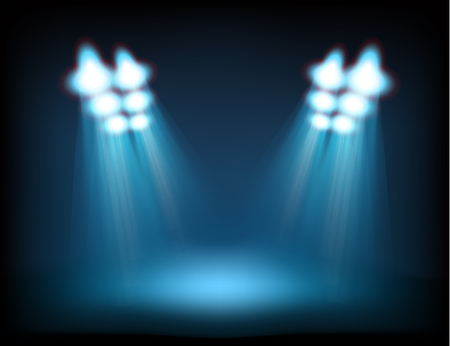 Bright stage with spot lights. Template for a contentのイラスト素材
