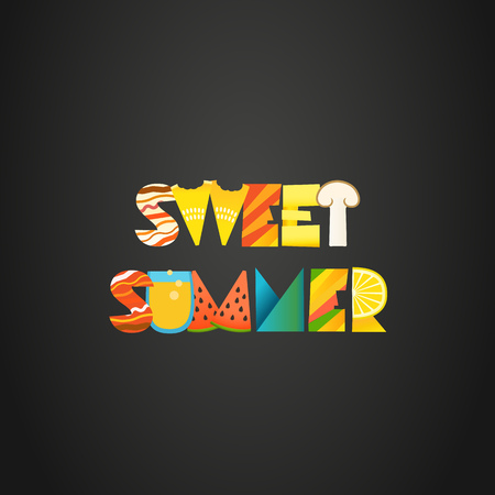 Sweet summer concept. Vector illustration of color lettersのイラスト素材