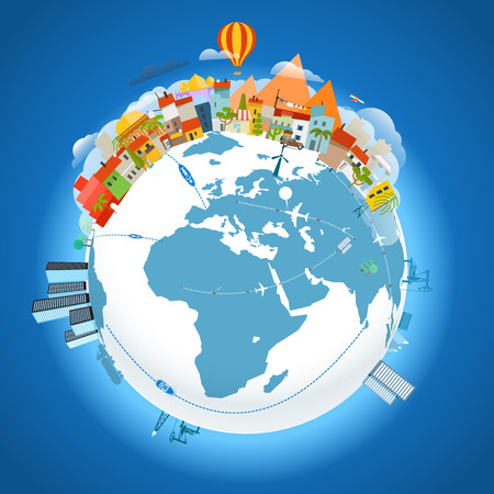 Different vihicle on the Earth. Travelling conceptのイラスト素材