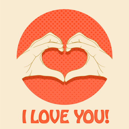 Abstract valentines heart of human hands. Love you conceptのイラスト素材